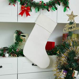 Chaussette de Noël en lin blanc personnalisée par sublimation avec nom et logo sur mesure pour enfants – Meilleure vente - Product Image 1