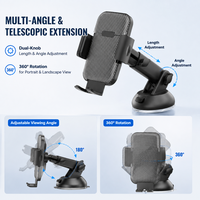 Support de téléphone universel carré pour voiture, fixation par ventouse sur tableau de bord, rotation stable à 360 degrés, grand clip, navigation GPS pour l'intérieur de la voiture