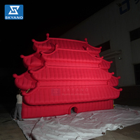 Tour de ville gonflable rouge personnalisée de style chinois simulé pour la décoration de sites touristiques extérieurs et le tourisme culturel