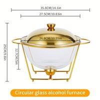 Vaisselle chauffante de grande capacité de 5L avec couvercle en acier inoxydable doré, marmite robuste haut de gamme et ensemble de chauffage en libre-service
