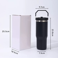 Mug de voyage 30oz 20oz, gobelet thermique thermolaqué, tasse métallique personnalisée, bouteille d'eau en acier inoxydable avec poignée et couvercle à paille rabattable