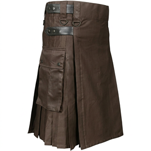 Kilt utilitaire écossais marron TRE pour hommes avec poches cargo |   Style des Highlands |   Accessoire musical - Product Image 1