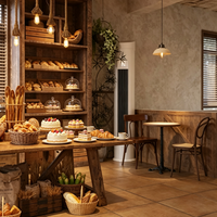 Usine personnalisé en bois massif café vitrine LED pour point de vente de luxe design d'intérieur