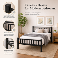 Lit simple moderne en métal avec cadre en fer - Certifié EN747, fonction rafraîchissante, design durable pour chambres, écoles et dortoirs de travailleurs