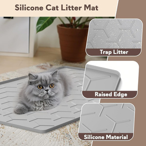 SITABI Alfombrilla Grande de Silicona <span class=keywords><strong>para</strong></span> Arena de Gatos - 34"x22" Impermeable y Antiderrames, Diseño de Panal de Abeja de Doble Capa <span class=keywords><strong>para</strong></span> Evitar la Dispersión - Product Image 4