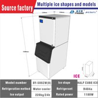 Machine à glaçons semi-carrés en acier inoxydable de 220 kg, refroidie par eau, pour la fabrication de glaçons gourmet, équipement de cuisine pour les magasins de thé et de boissons