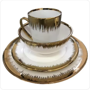 Juego de <span class=keywords><strong>Vajilla</strong></span> de Porcelana Blanca de Lujo de 16 Piezas, Hecho a Mano con Borde Dorado, en Caja de Color, Precio al por Mayor, Fabricante de <span class=keywords><strong>Vajilla</strong></span> - Product Image 2