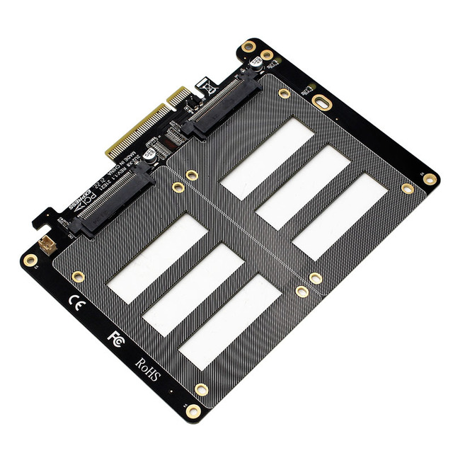 PCI-E X8 X16 Dual Disk U.2 Riser Card 2-U2X8 SSD PCIE 4.0 X8 X16 Adapter Card Rate 14000Mb/s for Windows 10/8/Linux