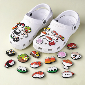 Breloques de chaussures en PVC 2D sur le thème du <span class=keywords><strong>sushi</strong></span>, décorations mignonnes en forme d'aliments pour sabots et sandales, accessoires de chaussures DIY, cadeaux en gros - Product Image 1