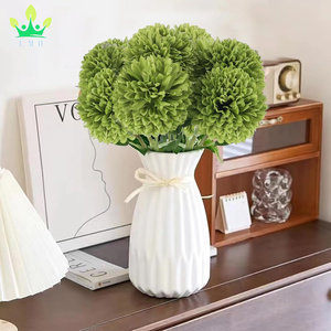 Boule de Chrysanthèmes Artificiels, Fleurs en Soie Verte pour la Maison, Arrangement Floral, St Patricks Day, Décor de Table, 12 Pièces - Product Image 6