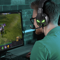 Headset Gaming Lampu Led Usb Musik Komputer Headset Berkabel Headphone Stereo Gaming Pc Headset Gaming dengan Mic