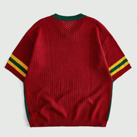 Pulls en tricot de football personnalisés OEM/ODM à manches courtes avec logo brodé en jacquard à lettres |   Fabricant de vêtements en tricot