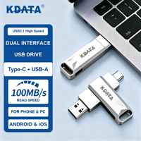 KDATA Type-c Pendrive 3.1 16gb 32gb 64gb 128gb 256gb 512gb Dual Memory Stick 256gb 2 in 1 Metal Pen Otg USB 3.0 Flash Drive.