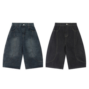Produttore di Logo personalizzato Vintage di alta qualità dei pesi massimi larghi <span class=keywords><strong>italiani</strong></span> Raw gamba larga giapponese cimosa <span class=keywords><strong>Jeans</strong></span> Short per gli uomini - Product Image 5