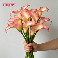 TH1584 Fleurs artificielles mini Calla Lily en EVA noir et violet, effet toucher réel, pour bouquet de mariage et décoration florale intérieure