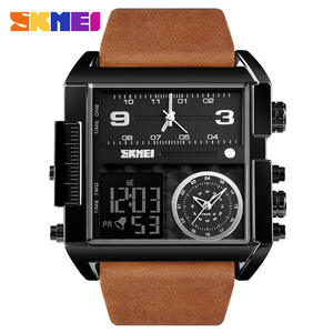<span class=keywords><strong>SKMEI</strong></span> <span class=keywords><strong>1391</strong></span> marque nom luxe hommes montre numérique Offre Spéciale bracelet en cuir carré double affichage caractère sport Relogio Musculino - Product Image 2