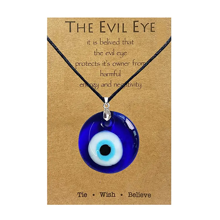 Lucky Protection Necklace Jewelry Blue Turkish Glass Leather Rope Dveil Eye Necklace for Women Men