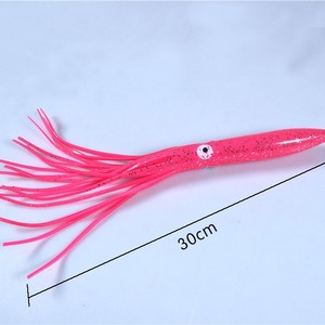 TRY&V Leurre souple en PVC multicolore style pieuvre pour expéditions nordiques 30 cm / 39 g, appât artificiel style calmar à double yeux et corps creux - Product Image 3