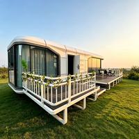 Maison capsule spatiale préfabriquée Apple Cabin, mini-maison mobile avec salle de bain complète et verrière panoramique pour le glamping, les hôtels, les villas