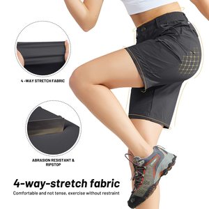 Shorts <span class=keywords><strong>de</strong></span> sport taille mi-haute pour <span class=keywords><strong>femme</strong></span>, coupe régulière, en tissu extensible 4 directions, séchage rapide, avec braguette zippée et <span class=keywords><strong>ceinture</strong></span>, personnalisables OEM, vente en gros - Product Image 2