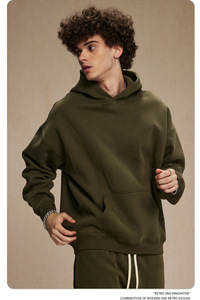 Sudaderas con capucha y sudaderas con bolsillo para otoño de alta calidad personalizadas Unisex 350 Gsm de tela polar sólida de talla grande - Product Image 3