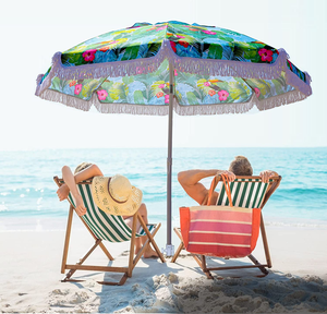 Portable Lightweight Wood Beach Parasol <strong>Umbrella</strong> Boho Vintage Style with Fringe Tassels UV50 Protection Popular USA Australia <strong>UK</strong> - Product Image 6