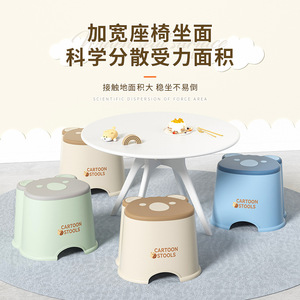 Cartoon <b>Stools</b> <b>Plastic</b> Step <b>Stool</b> Non Slip Thickened 50kg Load Capacity For Bathroom Shower Shoe Changing Kids Home Use - Product Image 2