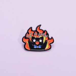 Kawaii Let It Burn <span class=keywords><strong>Cat</strong></span> esmalte pines Angry Fire <span class=keywords><strong>Cat</strong></span> broche solapa insignia Halloween regalo joyería al por mayor - Product Image 3