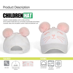 Logo de broderie personnalisé enfants en coton pêcheur broderie mignonne avant-toit incurvé oreilles de papa en peluche chapeau animal mignon casquette - Product Image 2