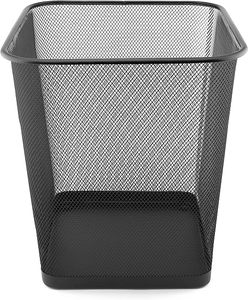Hitam Perak persegi logam Mesh sampah dapat membuka atas keranjang penyimpanan ekonomis kertas tempat sampah - Product Image 2