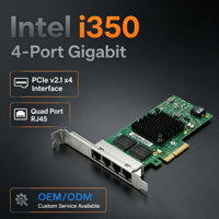 Adaptateur Ethernet Gigabit Quad RJ45 PCIe X4, puce I350, carte réseau pour serveur, routeur, pare-feu de centre de données
