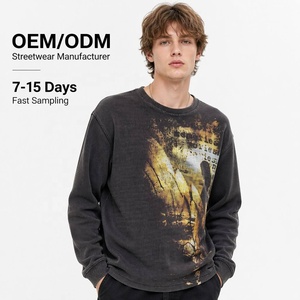 Camiseta <span class=keywords><strong>Benta</strong></span> Personalizada de Estilo Vintage, Cuello Redondo, Manga Larga, Oversize, con Estampado Digital Urbano, Informal y Holgada, Tejido Waffle - Product Image 1