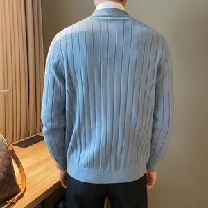 Produits en gros avec automne hiver thermique col en v bouton couleur unie tricoté cardigan mode hommes chandails pour le travail décontracté - Product Image 2