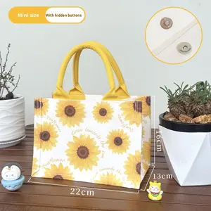 Sac fourre-tout personnalisé en toile de tournesol, durable, léger, avec chaînes, grande capacité, pliable, sac à main tendance pour les sorties, sac cadeau personnalisé - Product Image 2