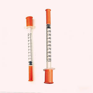 <span class=keywords><strong>Jeringa</strong></span> de Insulina Desechable Estéril Naranja de <span class=keywords><strong>Calibre</strong></span> 31 con Aguja Ultrafina Fija de 1 ml, Certificación CE, para Uso Veterinario - Product Image 1