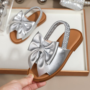 Summer New Hollow Toddler Shoes Flat <strong>Sandals</strong> Hot Selling Bow <strong>Elastic</strong> Band <strong>Sandals</strong> Slip-On Closure Type for Children - Product Image 3