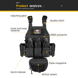 Gilet tactique de protection individuelle ARTEX Black Molle à libération rapide, gilet de sécurité pour hommes, porte-plaques - Product Image 3