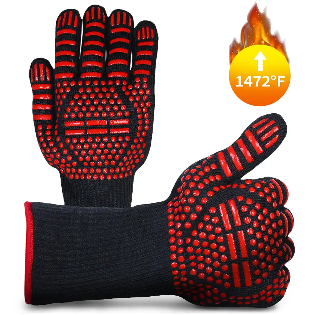 RAYBIN Kunden spezifische reversible feuerfeste Silikon-hitze beständige Grill handschuhe für Grill prämien
