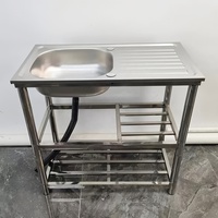 Évier de cuisine et de jardin extérieur autoportant en acier inoxydable, commercial, à cuve unique de forme carrée pour produits de nettoyage