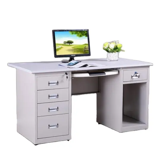 Casa aço escola computador mesa e cadeira conjunto mobiliário personalizado KD escritório executivo laptop mesa escritório mesa com gavetas