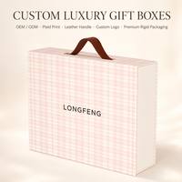 Boîte cadeau personnalisée haut de gamme en matériaux recyclés, à carreaux gingham, avec ruban rose, pour accessoires de mode et emballage de vêtements