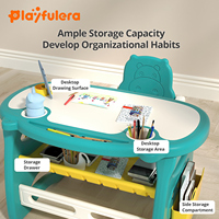 Ensemble table et chaise d'étude pour enfants, moderne, OEM&ODM, écologique, avec rangement et fonctions de sécurité, en plastique, pour chambre, école, hôtel