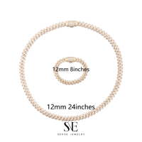 Ensemble de bijoux Moissanite Style Hip Hop plaqué rhodium/or/platine collier ras du cou technologie d'incrustation de griffes bijoux plaqués argent