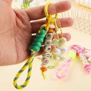 Porte-clés personnalisé avec perles <span class=keywords><strong>lettres</strong></span>, breloques cœur et étoile, bracelet en corde tressée, personnalisable - Product Image 4