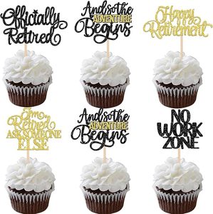 ที่เสียบตกแต่งคัพเค้ก 30 ชิ้น ลาย Happy Retirement สำหรับคนเกษียณอย่างเป็นทางการ ไม่ทำงานอีกต่อไป ของตกแต่งเค้กสีดำทอง อุปกรณ์จัดปาร์ตี้ - Product Image 6