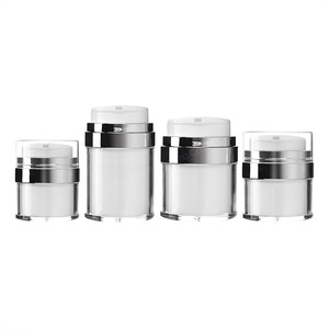 Emballage de 30g 50g 100g Pot de lotion sans air rond blanc Emballage cosmétique sans air Bouteille à pompe sans air - Product Image 1