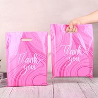 Logo personnalisé Rose Boutique Boutique Cadeaux Sac à poignée découpée Tailles de bas Sac de transport réutilisable Sac à provisions en plastique pliable