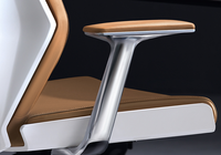 Chaise de bureau de direction moderne de luxe à dossier haut en cuir, accoudoirs en alliage d'aluminium, pivotante, pour directeur de bureau