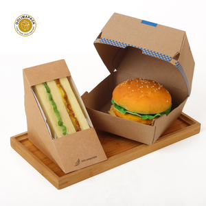 100% Biodegradable sandwich hamburger box take away paper burger box for restaurant