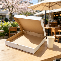 SP3661 Cajas de Pizza para Llevar, al por Mayor, MOQ Bajo, Resistentes a la Grasa, Grandes, Blancas y Marrones, de Cartón Kraft Reciclado, con Logotipo Personalizado, Acabado Brillante o Mate